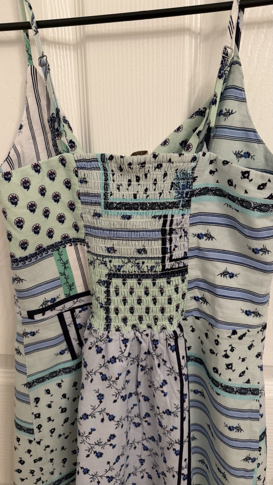 LOFT Petite Floral Patchwork Print Sundress XXSP NWOT Shades of Blue & Green