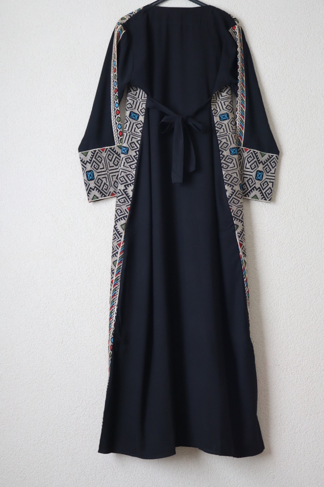 Traditional Palestinian / Jordanian Embroidered Thobe Kaftan Dress Black-LAYALI
