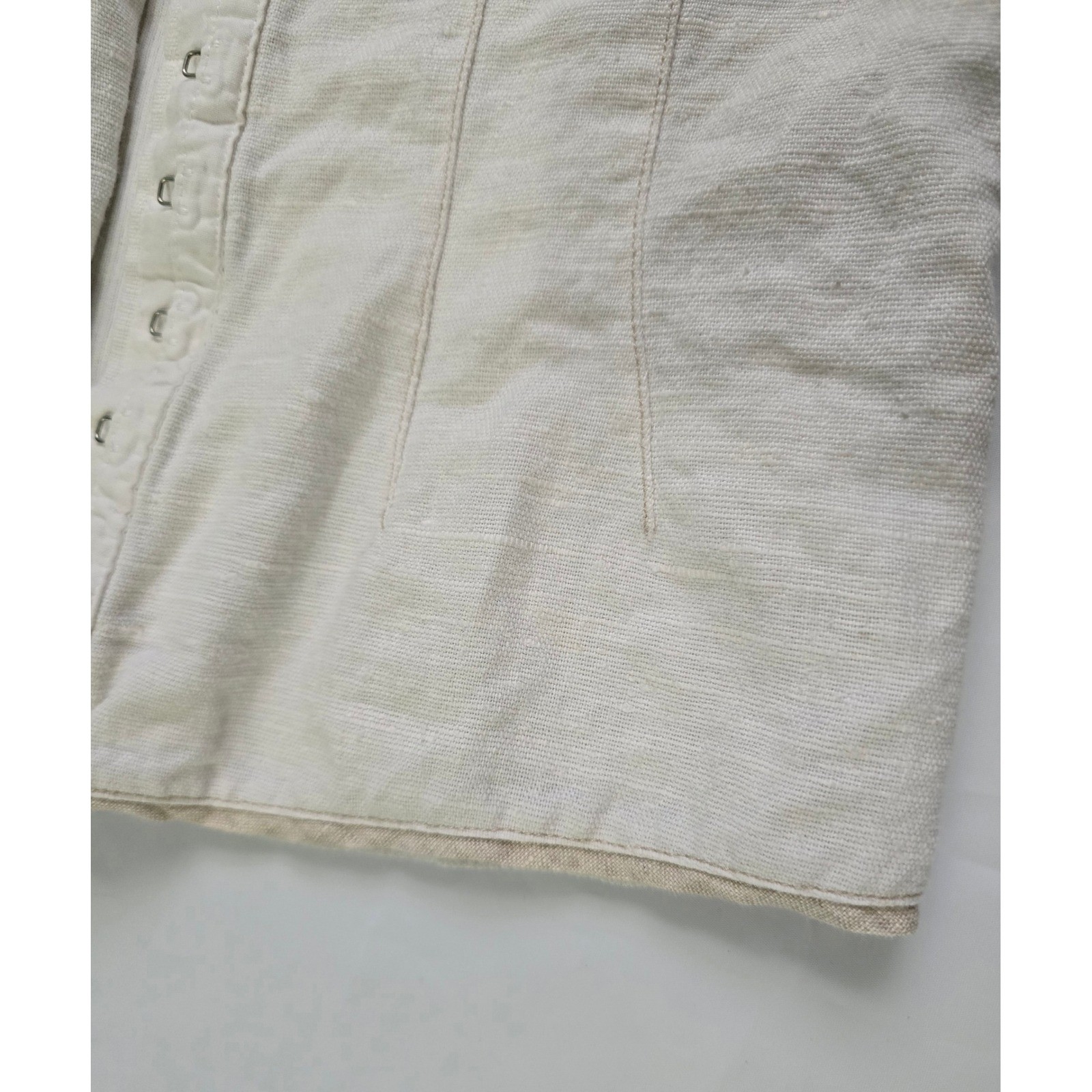 Brunello Cucinelli Cream Mixed Media Hook Eye Front Long S Top Small Cotton&Silk