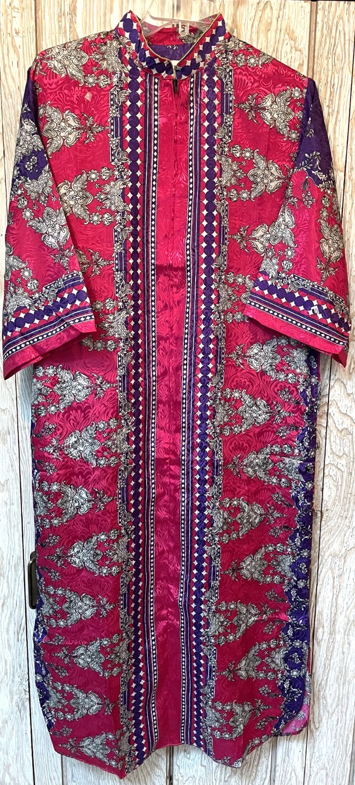 New Step-In Zipper Silky Kimono Lounge Robe 53″ S M L 1X 2X