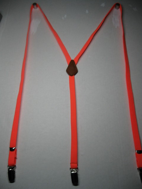 Men’s Goldtone Metal Suspenders with Clip On, Y Style & Leather Patch, USA Made