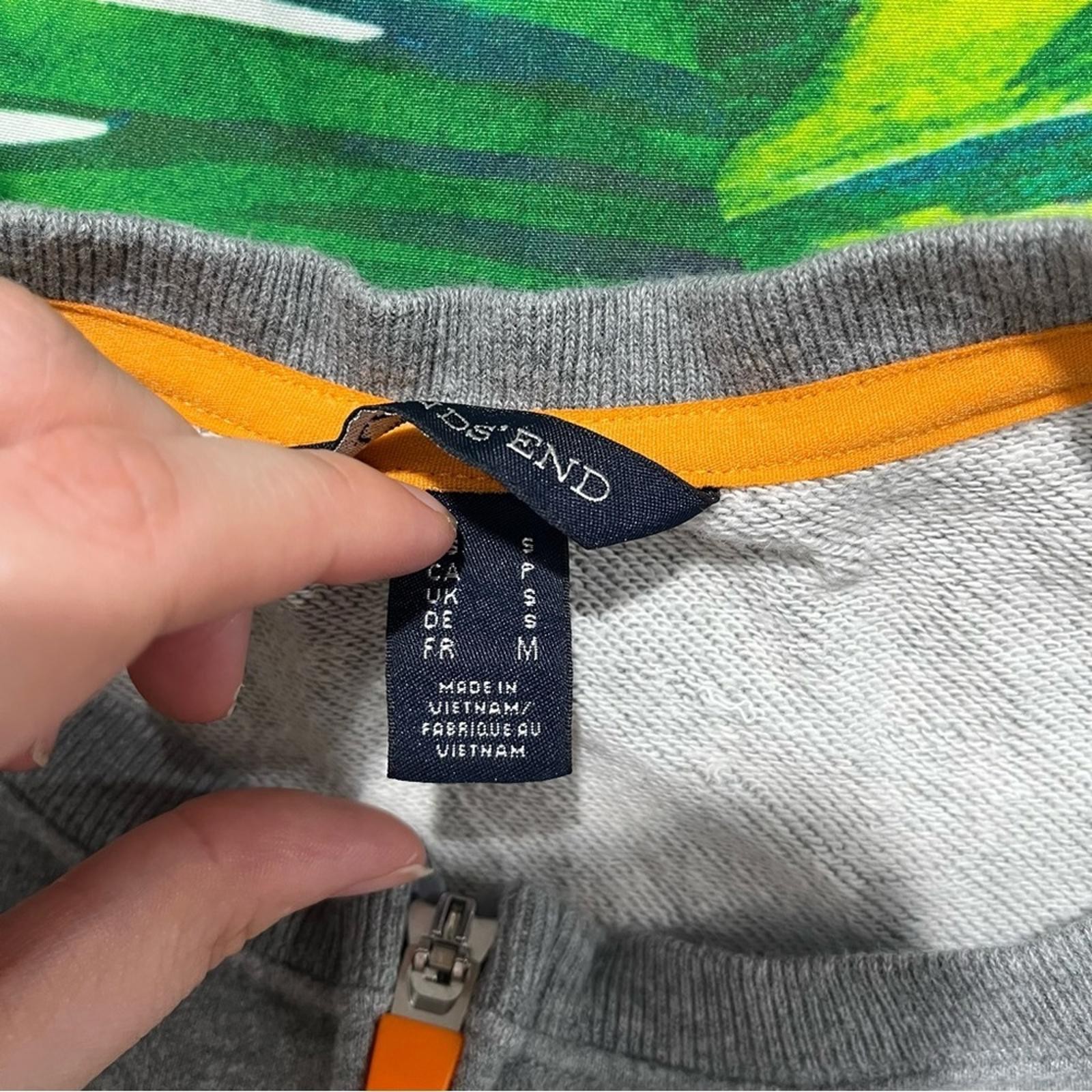 Euc $65 Lands’ End S Grey Orange Full Zip Fall Winter Casual Sporty Sweatshirt