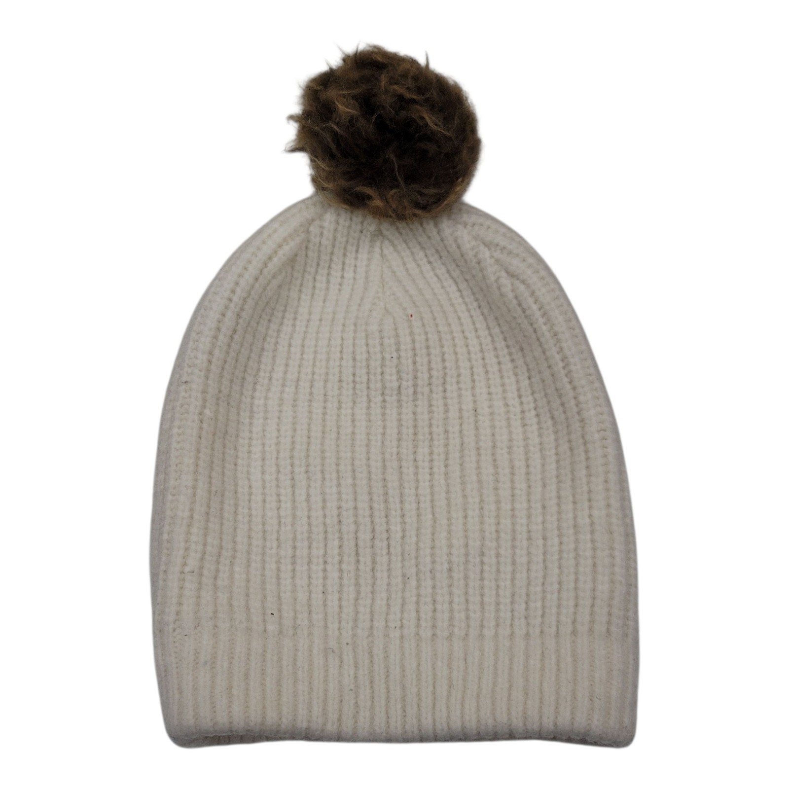 Nike Standard Cuff Pom Beanie Womens White Swoosh Logo One Size