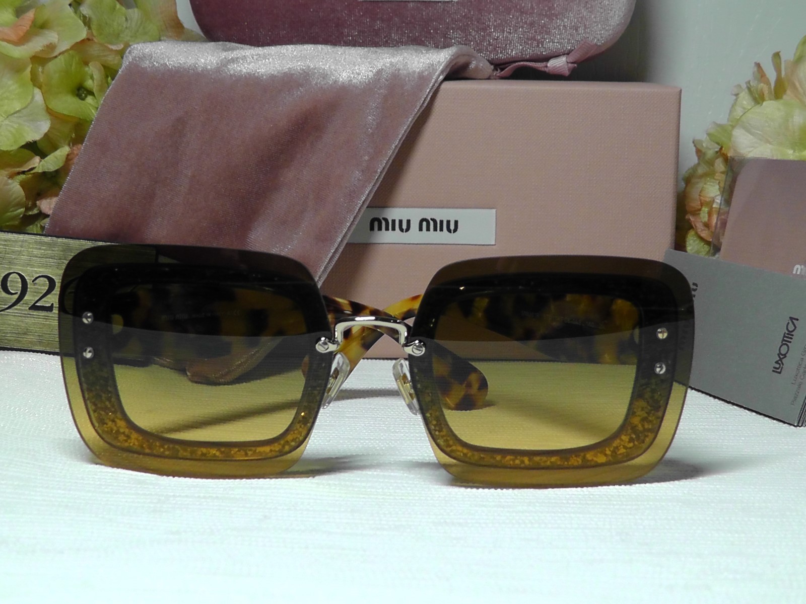MIU MIU MU01RS67 Light Havana Glitter Frame Yellow Lens 67 17 140**ITALY***NIB**