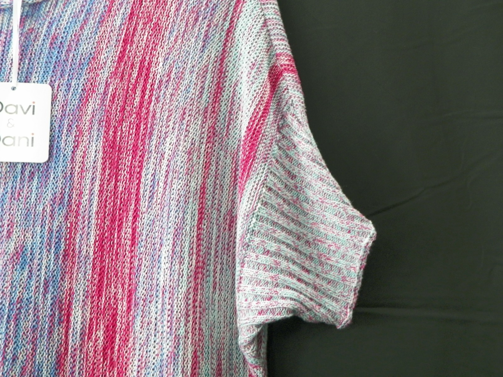 Davi & Dani Multi Striped Oversized Loose Fit Sweater Top Size Small