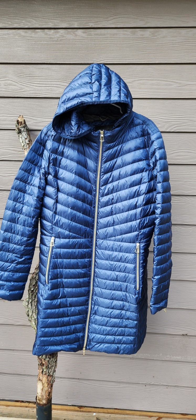 Geox Respira Women’s Blue Hooded Mid-Length 90% Down Puffer Coat Full Zip 16
