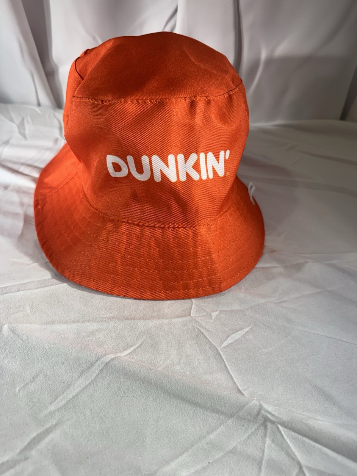 Dunkin’ Donuts Reversible Bucket Hat Orange White Donut Print Logo Promo – NEW!