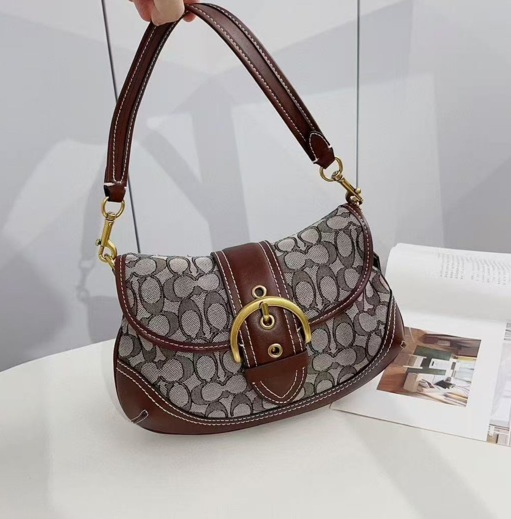 Coach CJ814 Soho Bag Signature Jacquard Maple Brown Shoulder Handbag Outlet New!