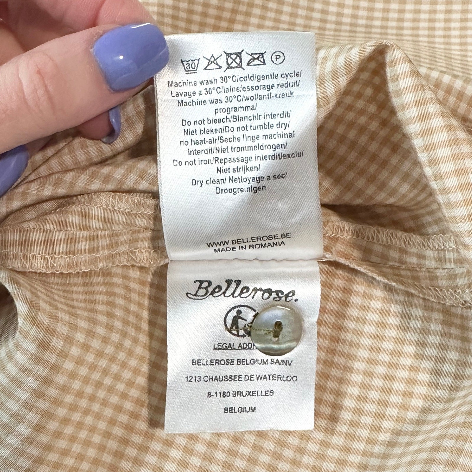 Bellerose Vasco Dress Oversized Gingham V-Neck Short Sleeve Maxi Plaid, Size 2-4