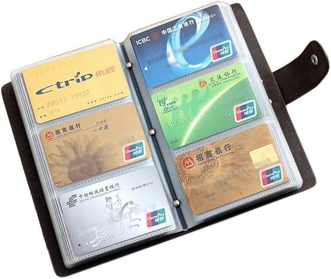 Leather Credit Card Holder Business Card Case Book Style 90 Count ID Card Black