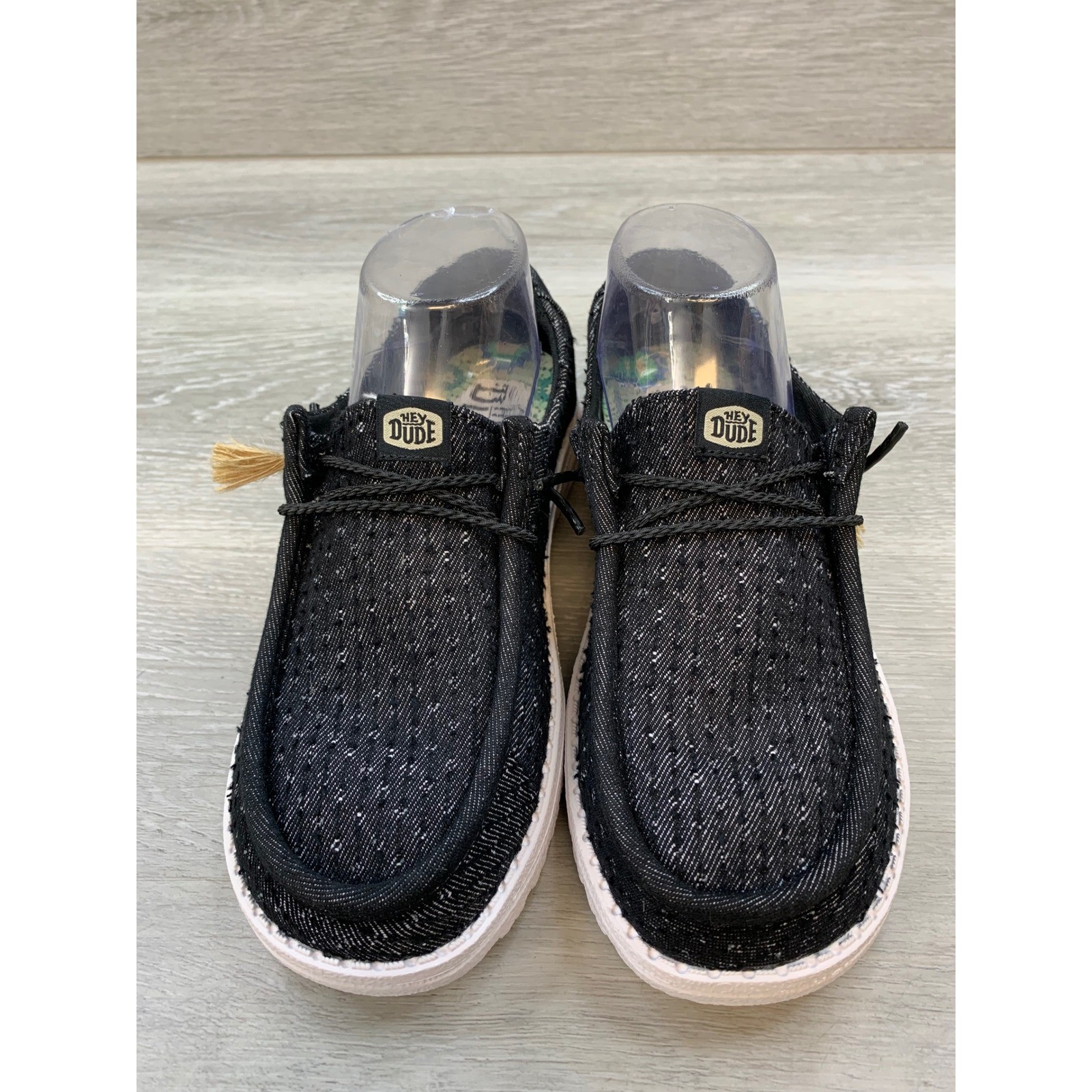 Hey Dude Wendy Perf Canvas Black Sparkle Slip On Loafers Women’s 6 Shoes