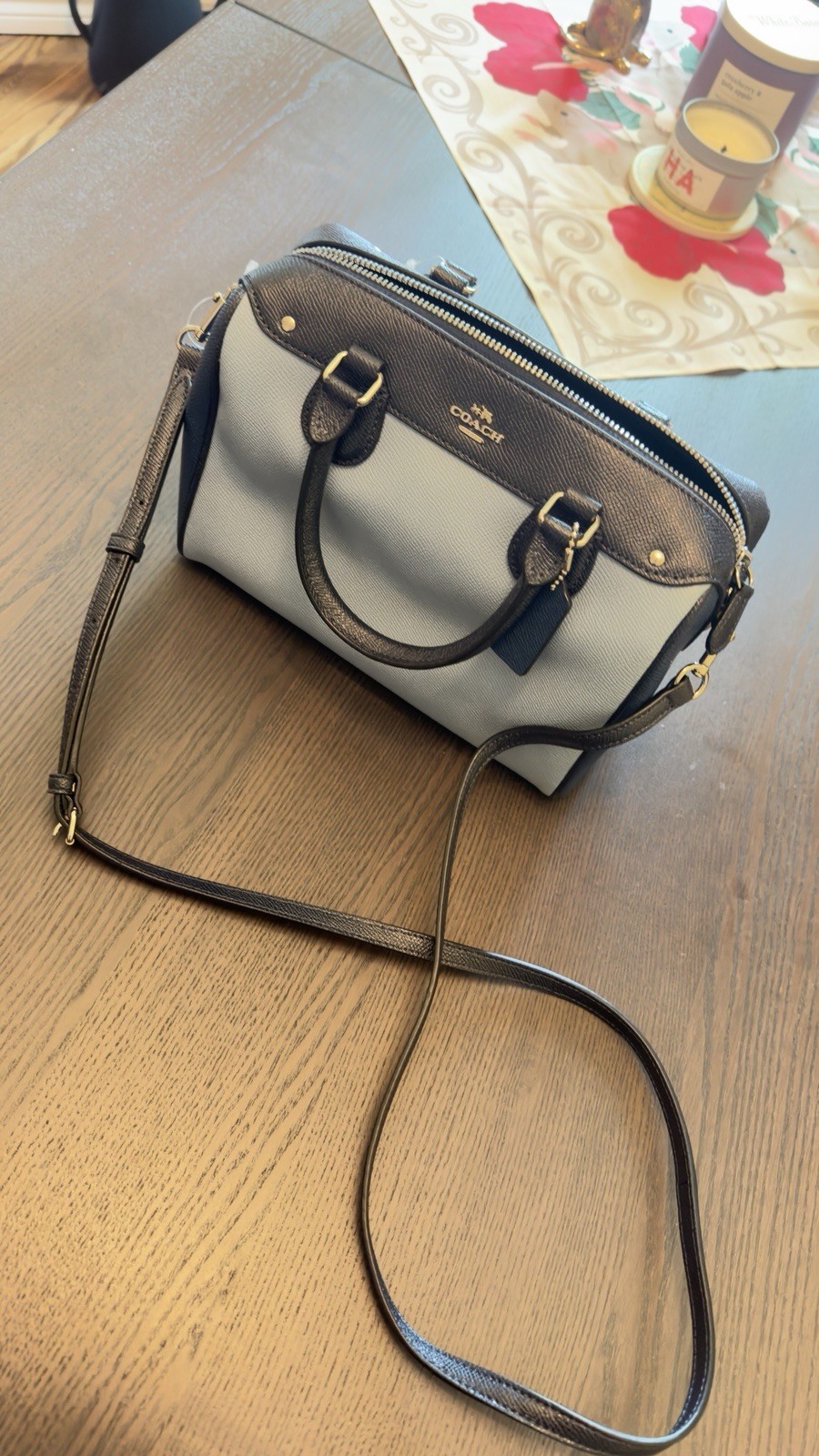 Coach Geometric Color Block Mini Bennett Satchel in sv/midnight blue