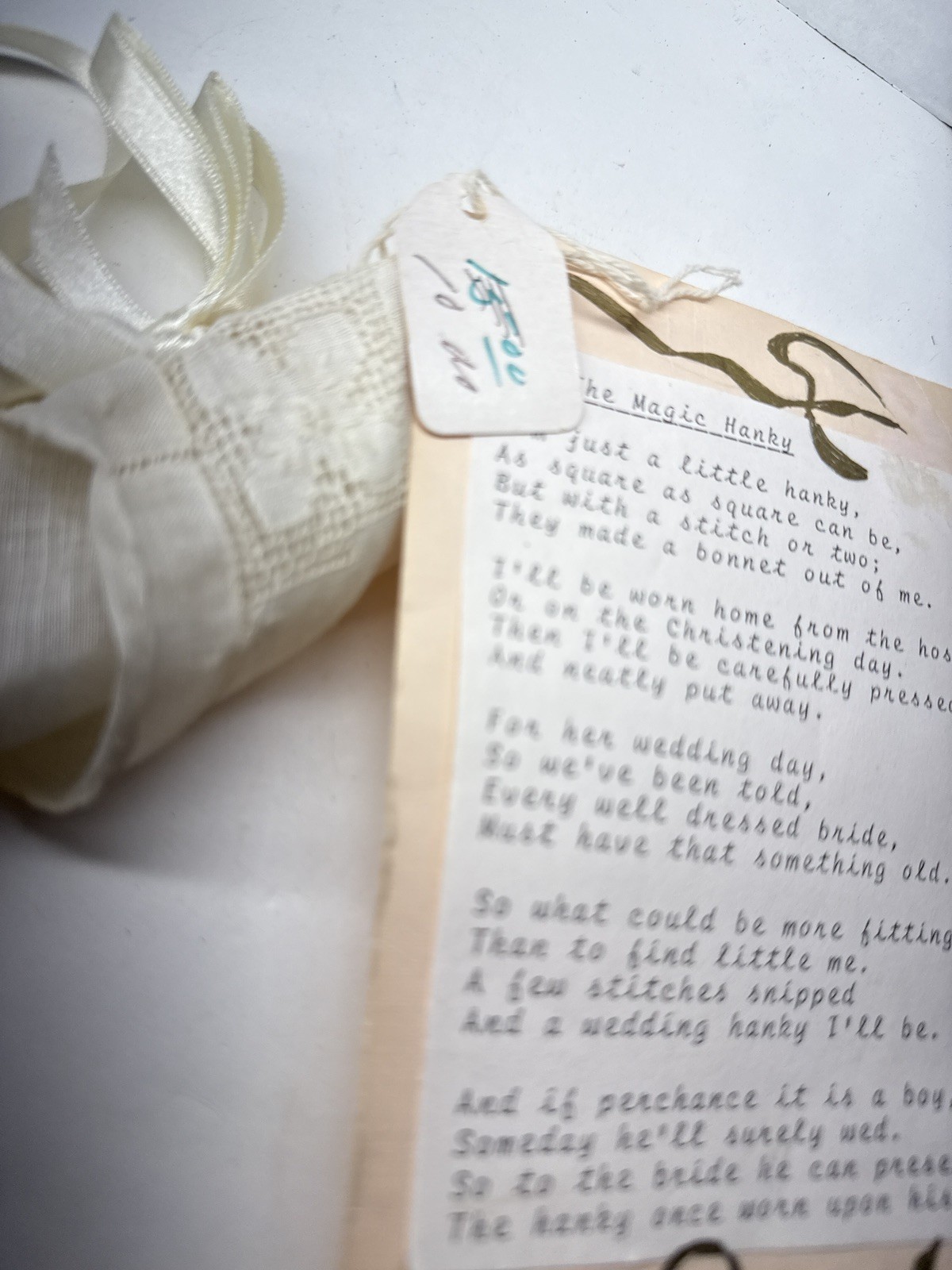 Vintage Baby Christening Bonnet Magic Hanky Wedding Heirloom Linen Lace
