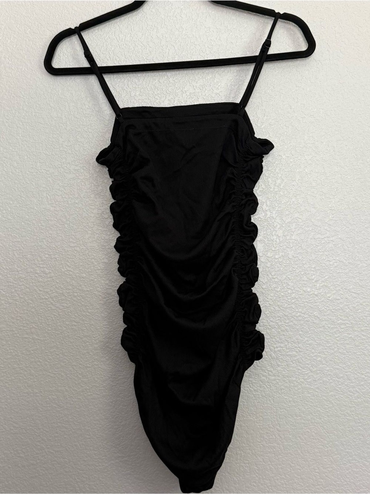 Free People Intimately On Your Side Ruched Black Bodysuit Large