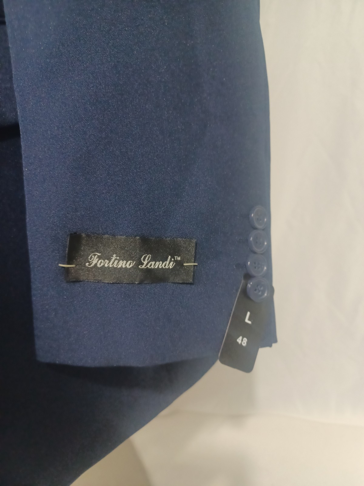 Fortino Landi Men’s Navy 2-Piece Suit Size 48L Pants 42W Unhemmed