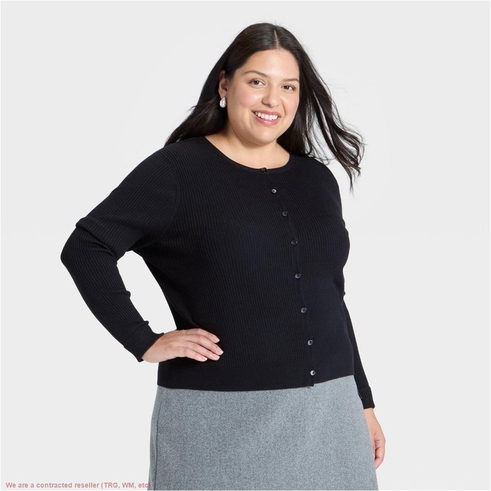 Women’s Ribbed Cuff Cardigan Sweater – A New Day Black 2X *SEE DEAL!!!*