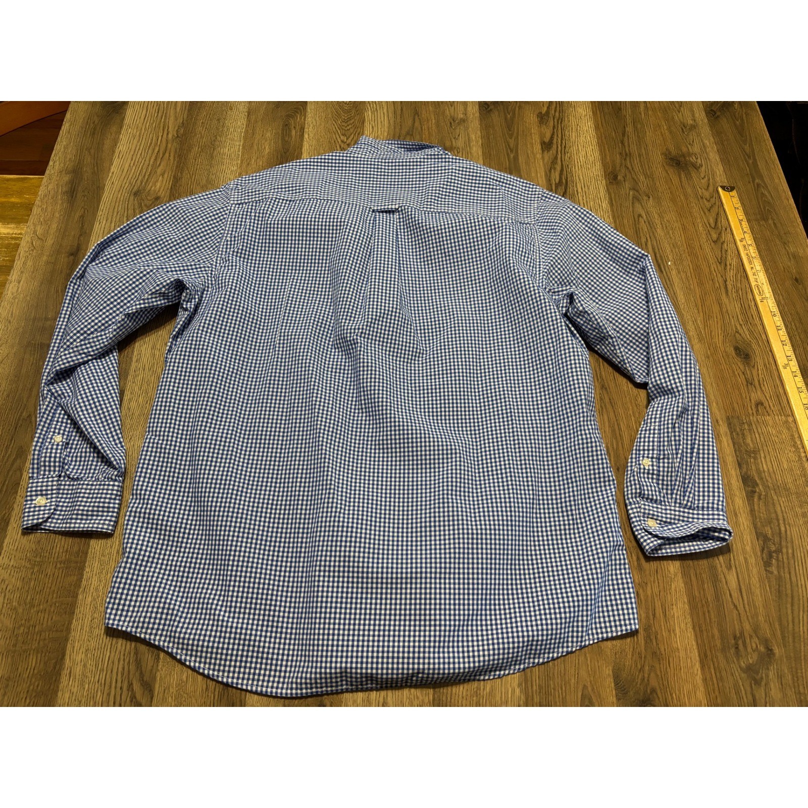 Chaps Button Down Shirt Mens XL Blue Gingham Easy Care Excellent