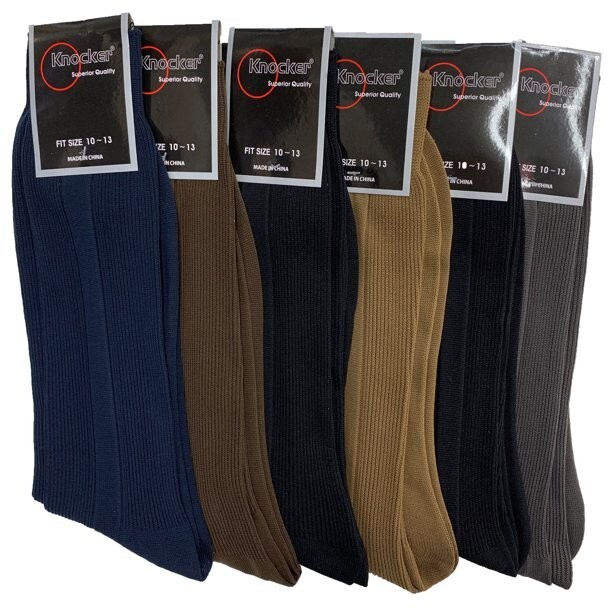 Men Dress Socks 6 Pairs Lot Ribbed Crew Style Casual Fashion Size 9-11 10-13