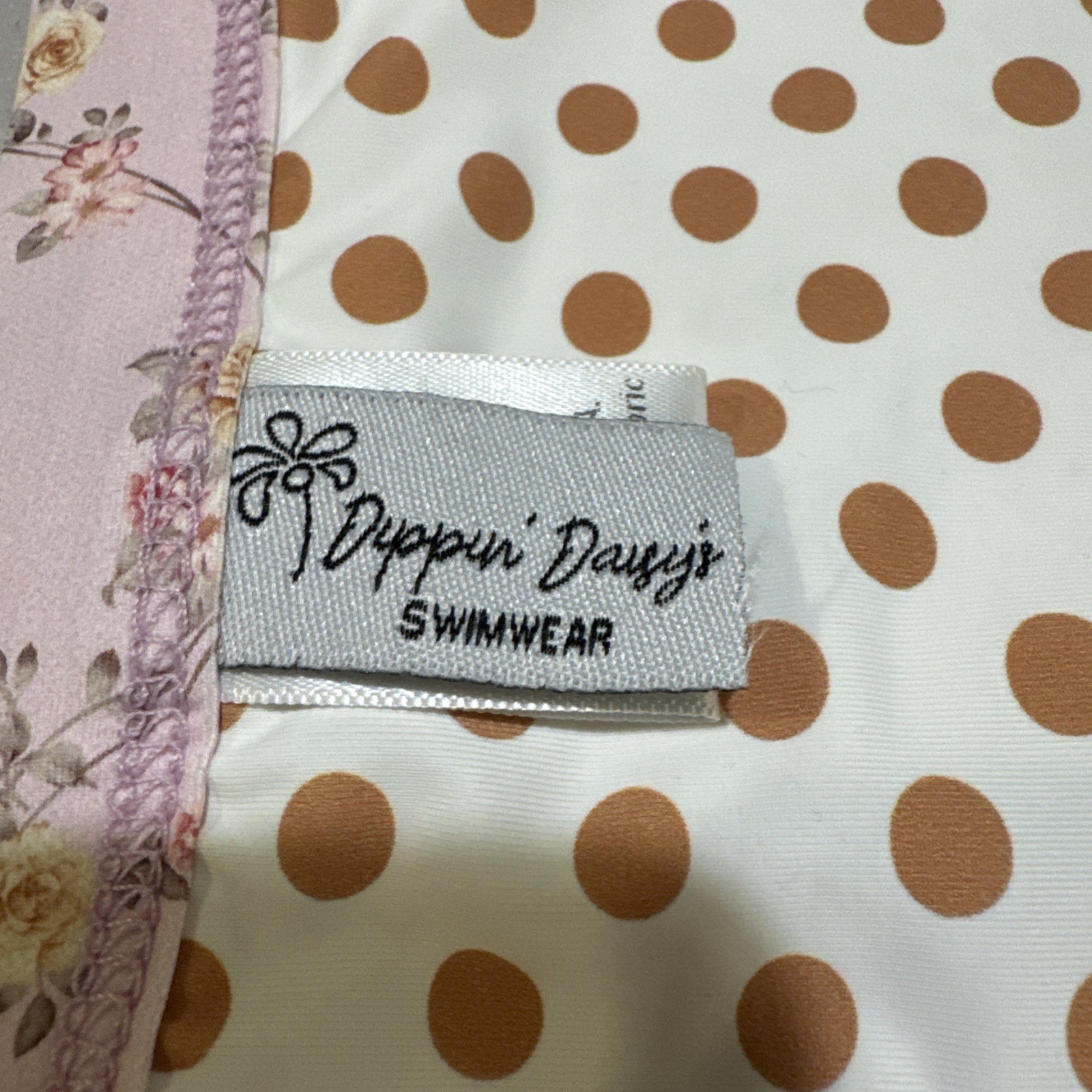 Dippin Daisy Women Swim Bottom Pink Floral/ Poka Dot Reversible High Waist Sz XS