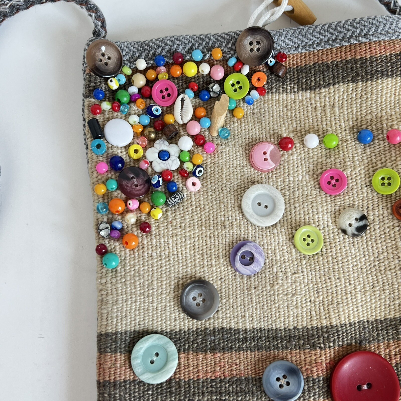 Turkish Anatolian Hand Crafted Shepherd Bag Sack Crossbody Purse Shell Buttons