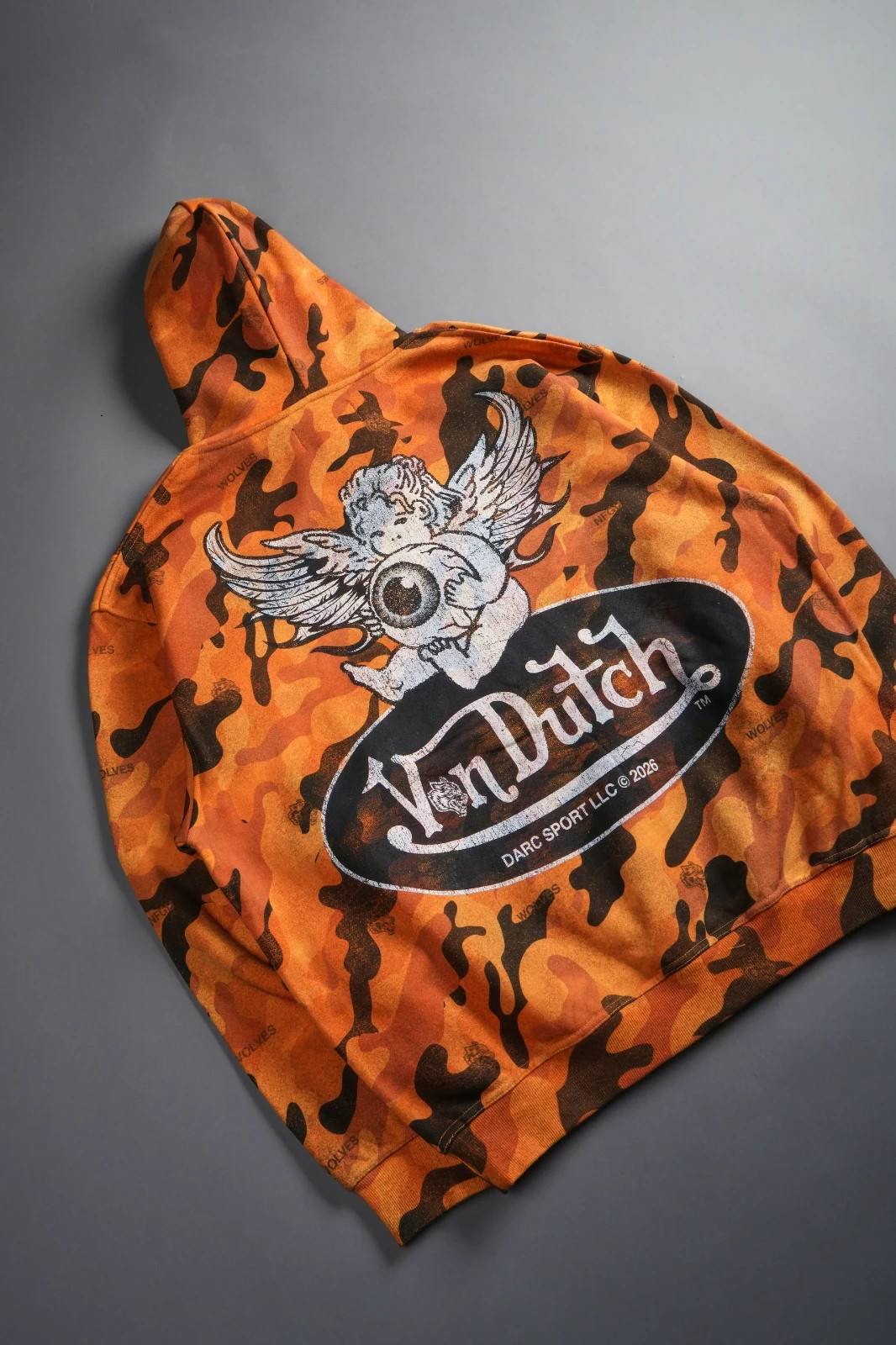 Darc Sport x Von Dutch Orange Camo Pierce Hoodie Size M Men’s NWT