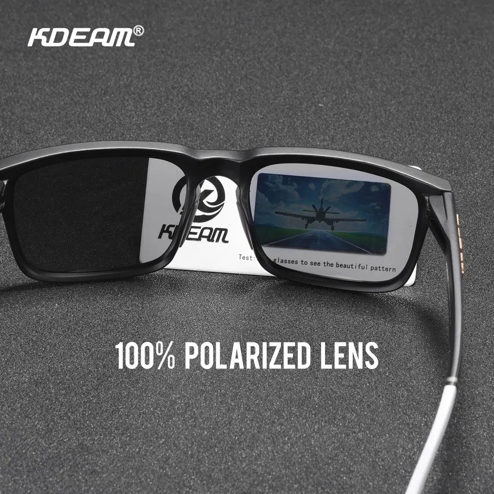 KDEAM Polarized Square Sunglasses UV400 Outdoor Driving Fishing Men Women Case