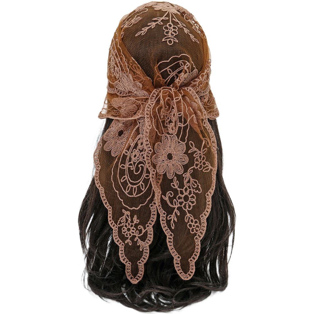 Triangle Lace Embroidered Scarf Shawl Headscarf for Year Round Fashion Use