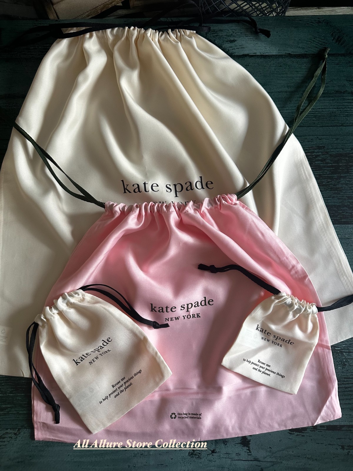 Kate Spade Drawstring Pink Dust/protective/gift Bag~LARGE, MEDIUM, SMALL