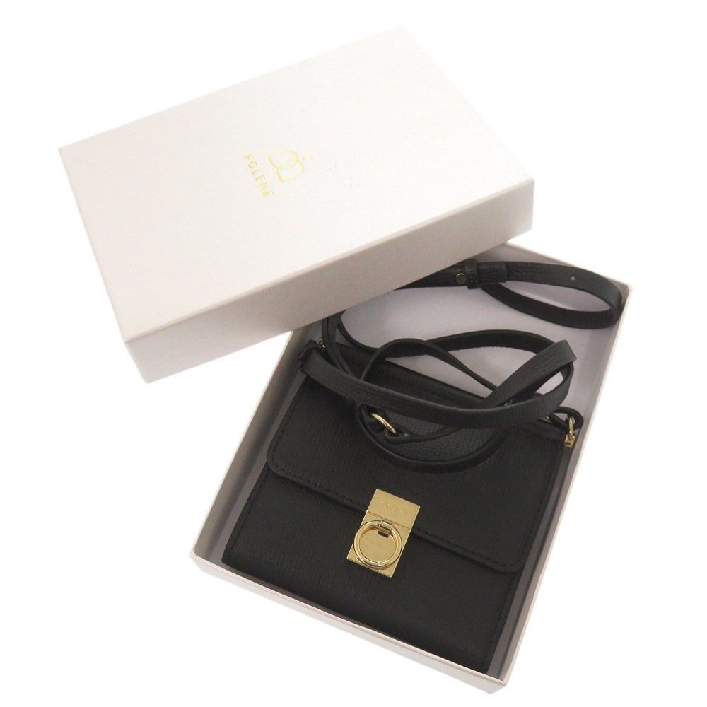 Excellent Condition POLENE Numero Sept Crossbody Wallet Leather Black Shoulder W