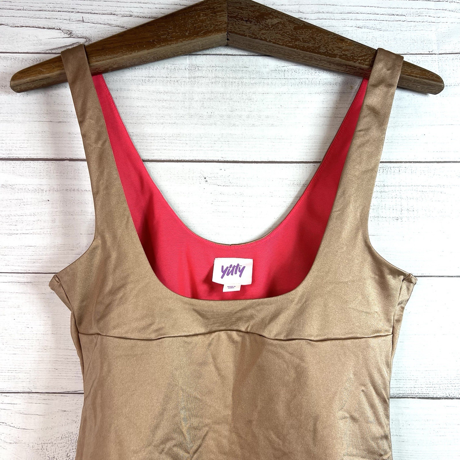 Yitty Headliner Shaping Open Bust Thong Bodysuit Size Large Brown Sugar
