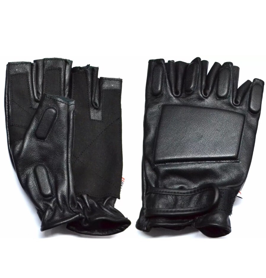 Tactical Military Leather Men Gloves & Police Security Fingerless Rappelling M L