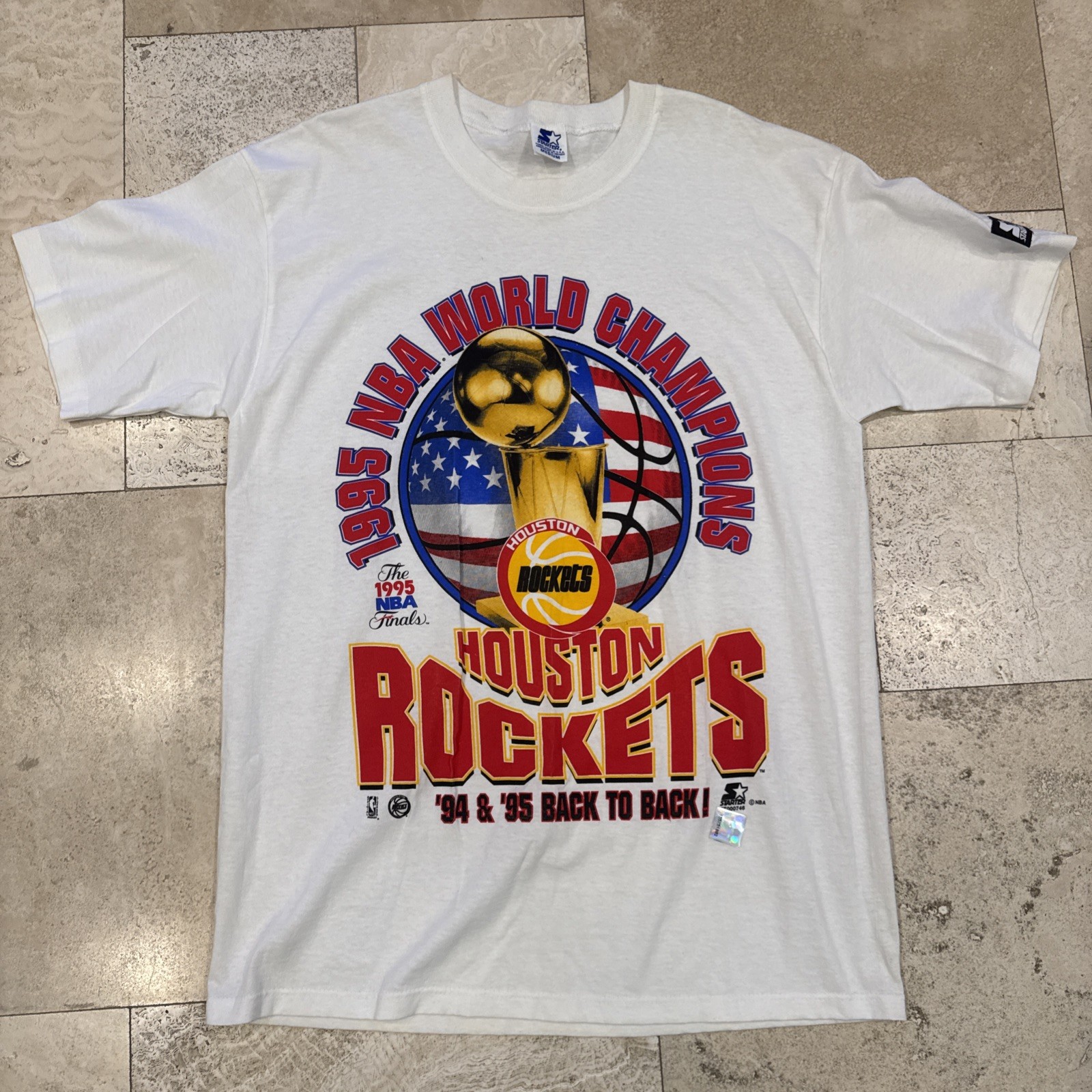 VTG Starter NBA 1995 Houston Rockets ‘94-95 Back To Back W/NBA STICKER Size M