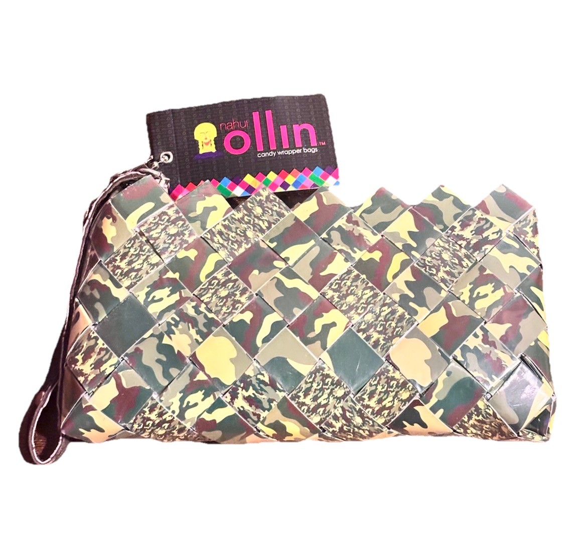 Nahui Ollin Candy Wrapper Clutch Camo Camouflage Wristlet Bag