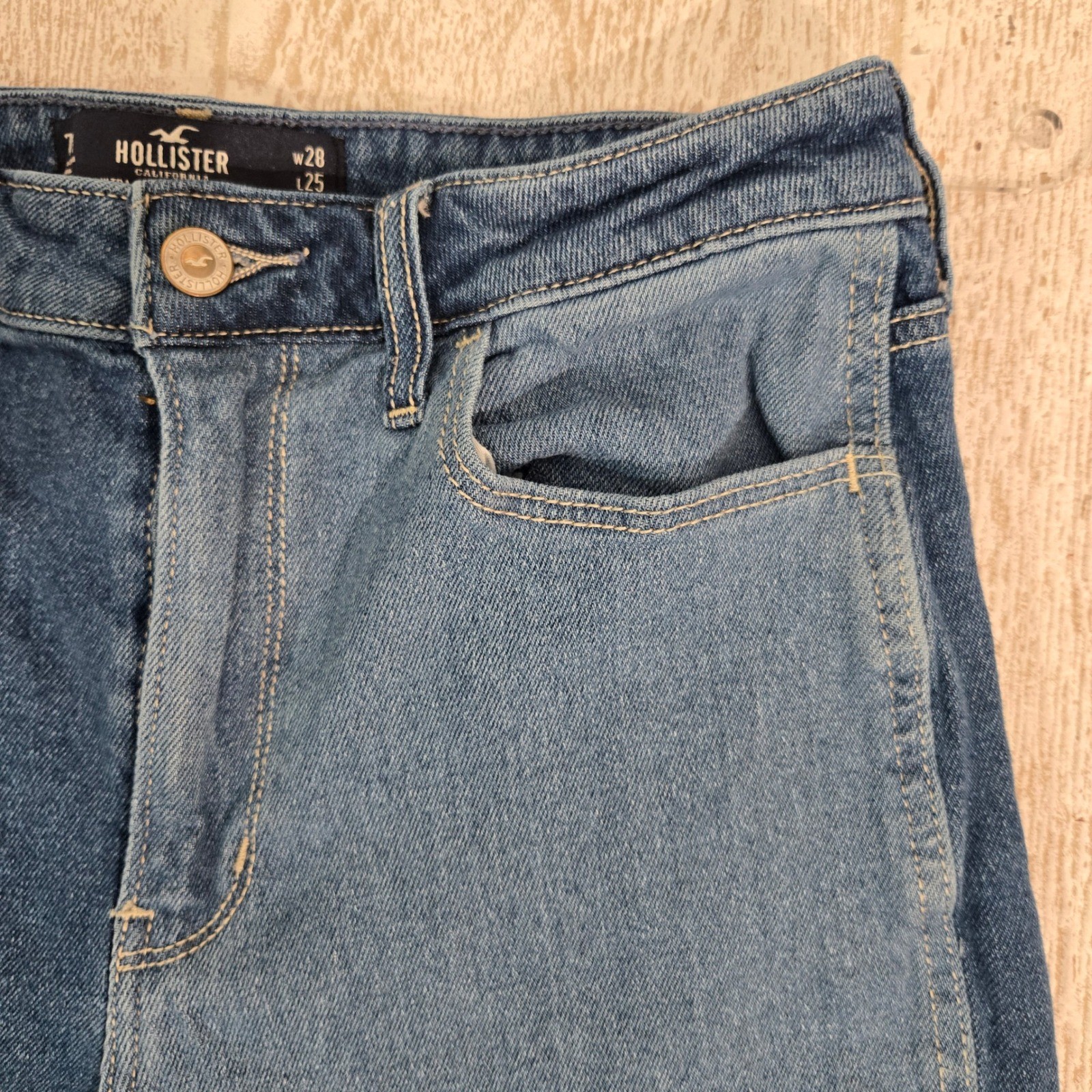 Hollister Patchwork High Rise Mom Y2K Retro Straight Jeans Colorblock Size 7S