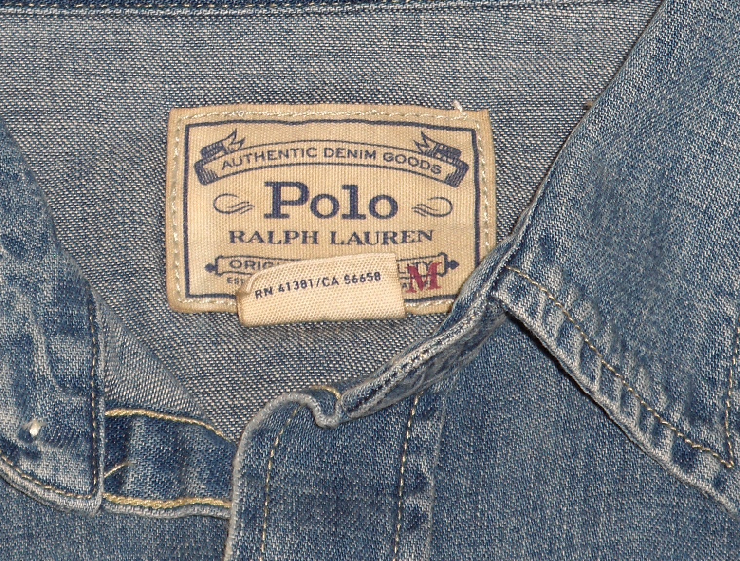 POLO RALPH LAUREN Men’s Long Sleeve Classic Fit Denim Western Snap Shirt, BLUE