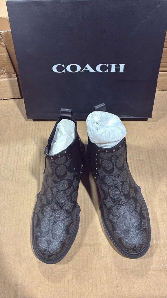 Coach C5951 Women’s Lory Sig Bootie Signature Grey Black Ankle Boots Size 6.5 B