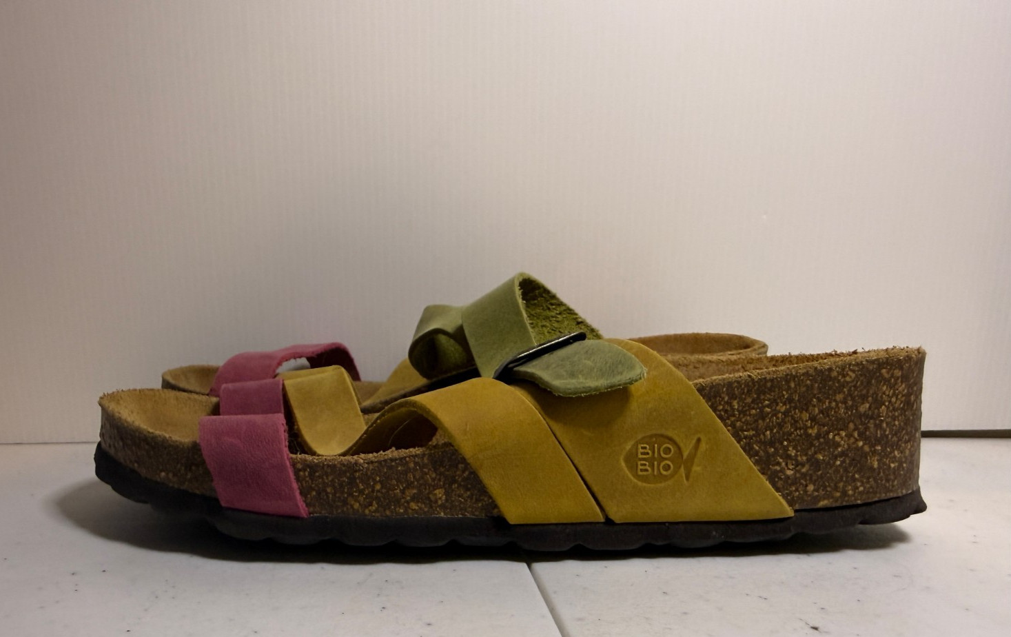 BIO BioNatural Bari Multicolored Leather Sandals Cork Buckle Strap Shoes Sz 36 6