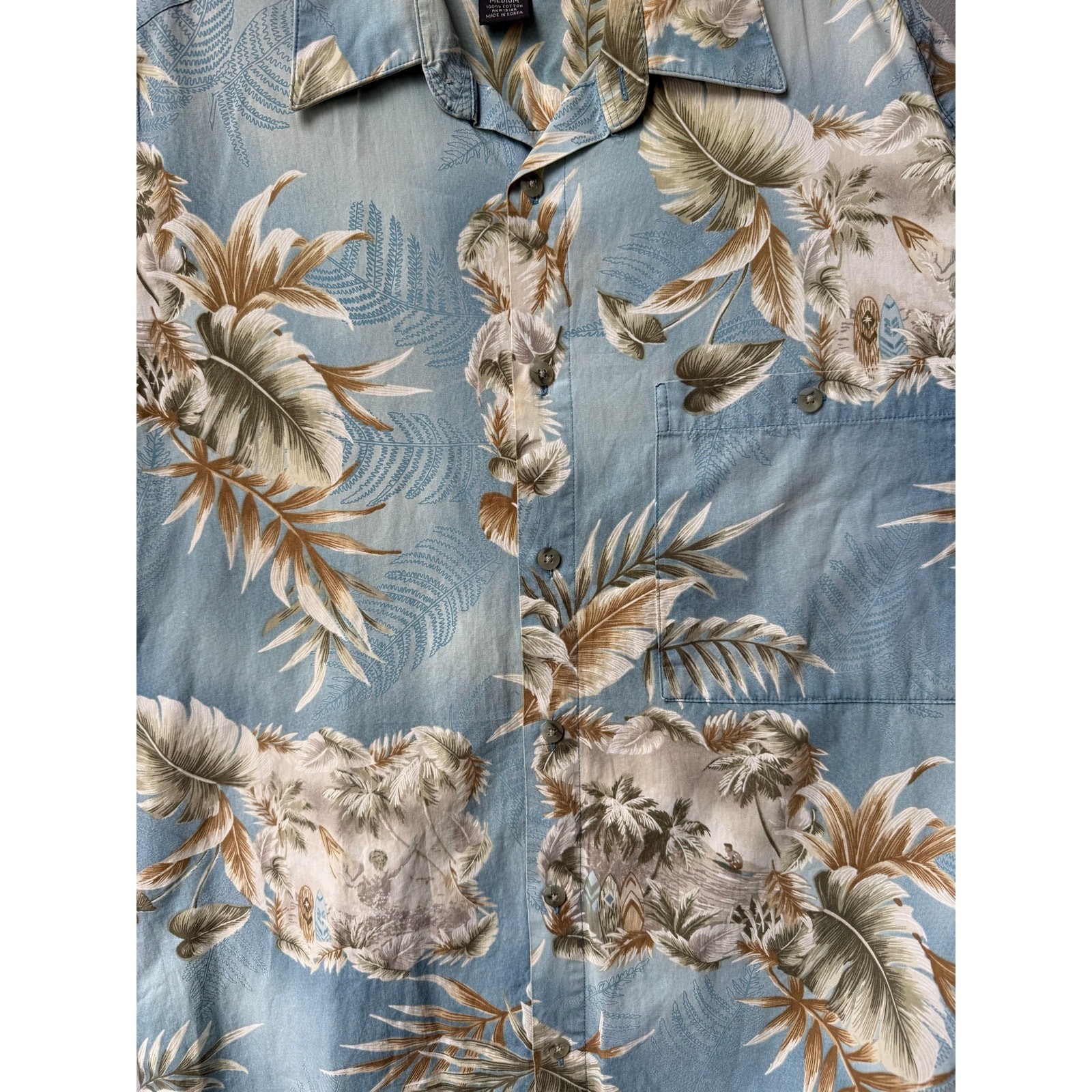 Vintage 80s St John’s Bay Tropical Shirt Hawaiian Island Palm Tree Surfer Mens M