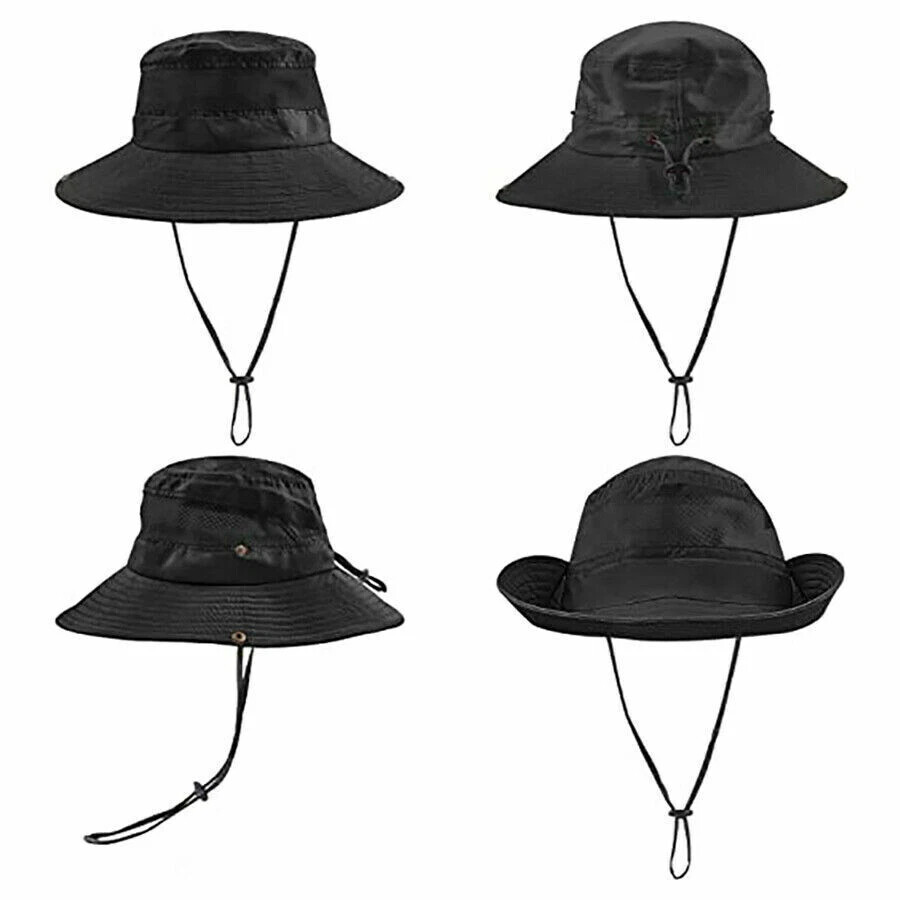 Men Wide Brim Sun Hat UV Protection Bucket Cap Hiking Camping Fishing Safari USA