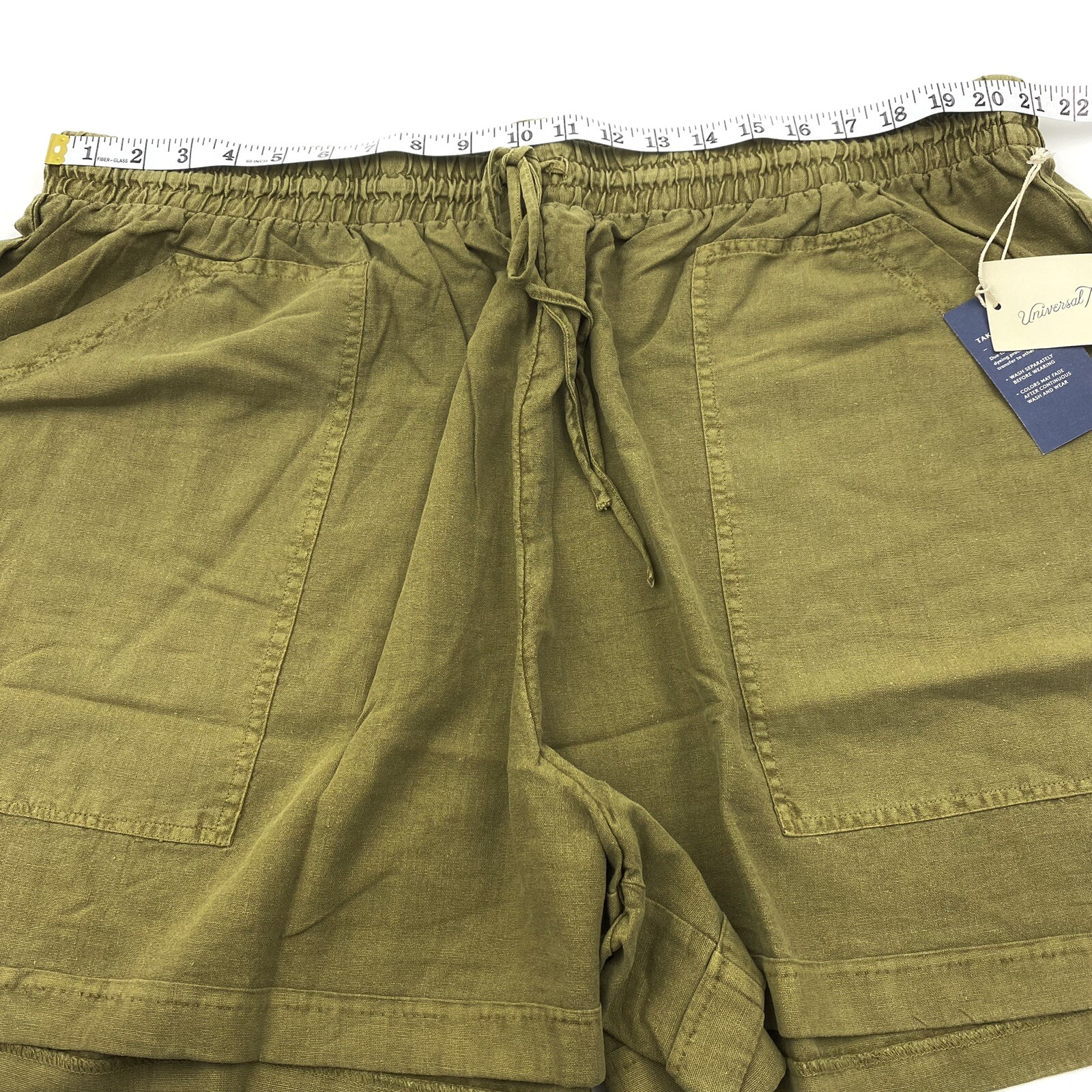 Universal Thread Womens Plus Size 2X Mid-Rise Tie Waist Utility Shorts Olive