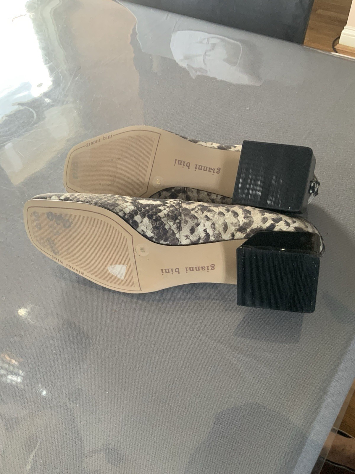 Giani Bini Square Toe Low Block Heel Reptile Print Shoes 8M NWOB