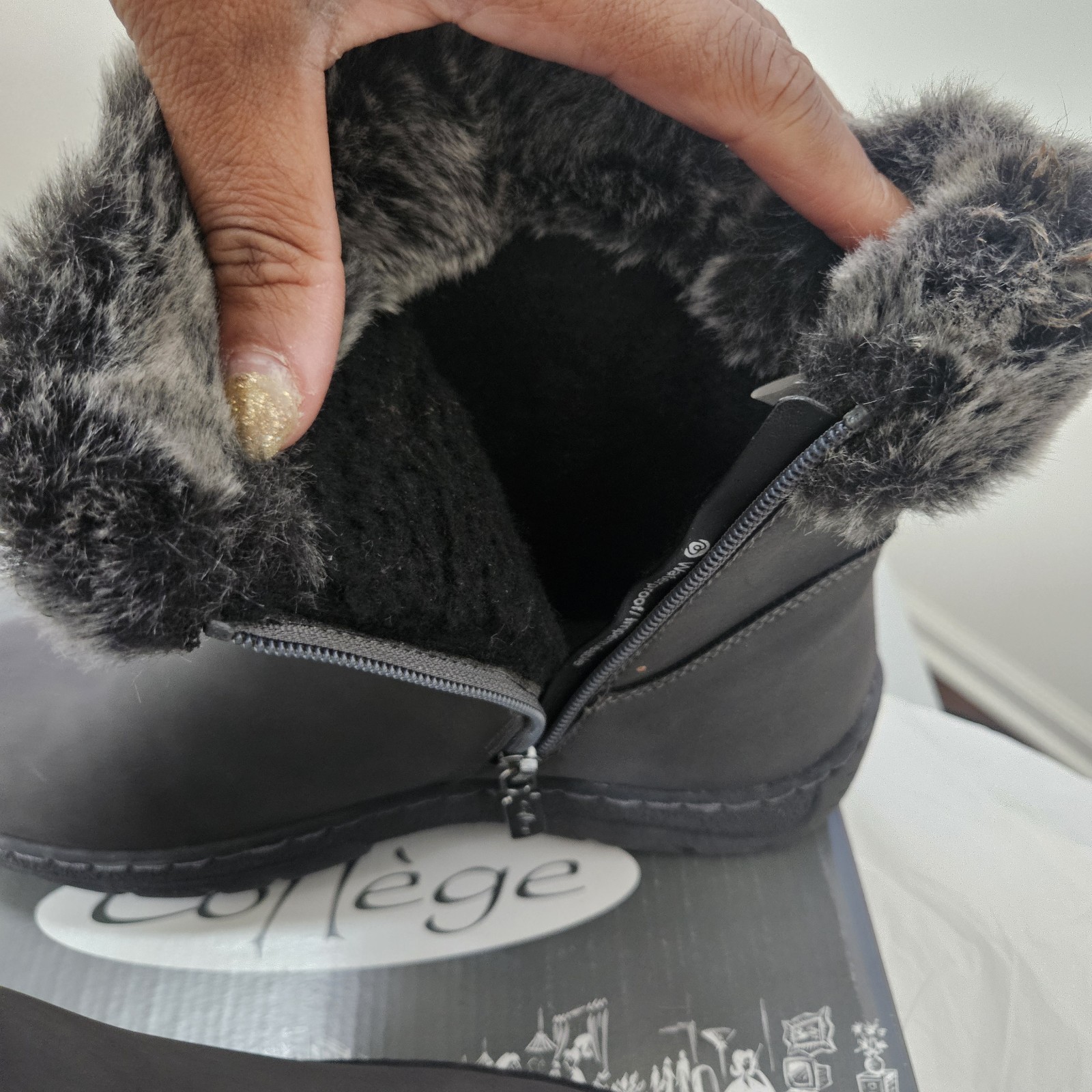 Womens Winter Bootie With Faux Fur Trim. Waterproof. Leather With Sealed Seams