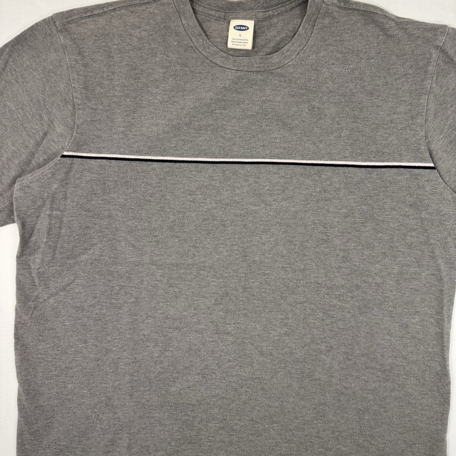 VTG 2003 Y2K Old Navy Horizontal Stripe T-Shirt Men’s L Normcore Gray Pullover