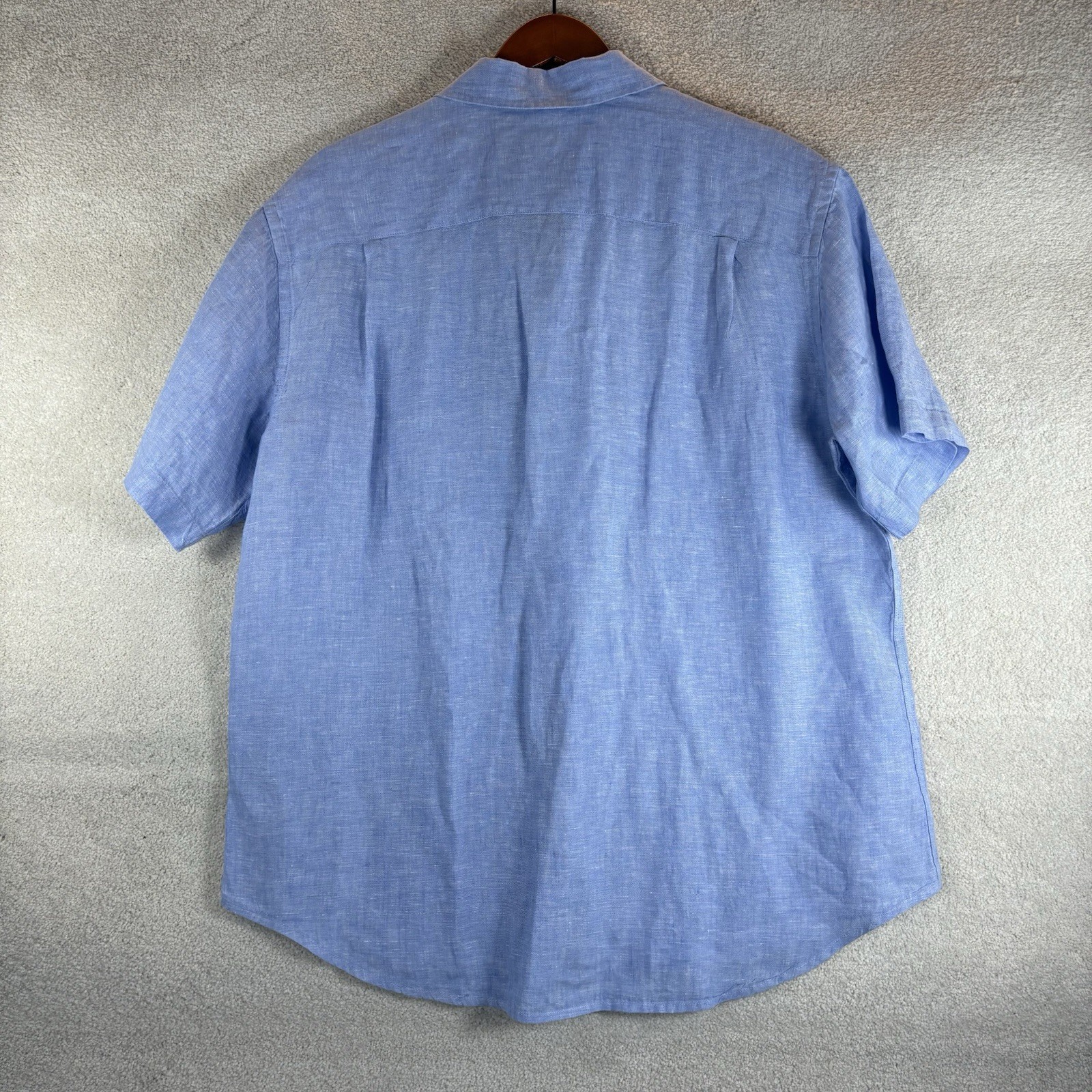 Jos A Bank Shirt Men’s Size L 100% Linen Travelers Collection Blue Short Sleeve