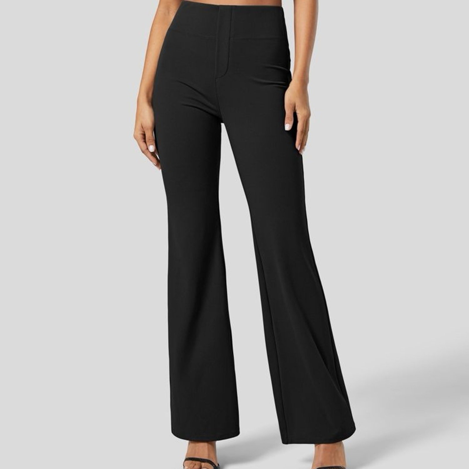 Halara Flex™ High Waisted Back Side Pocket Slight Flare Work Pants-NWT blk