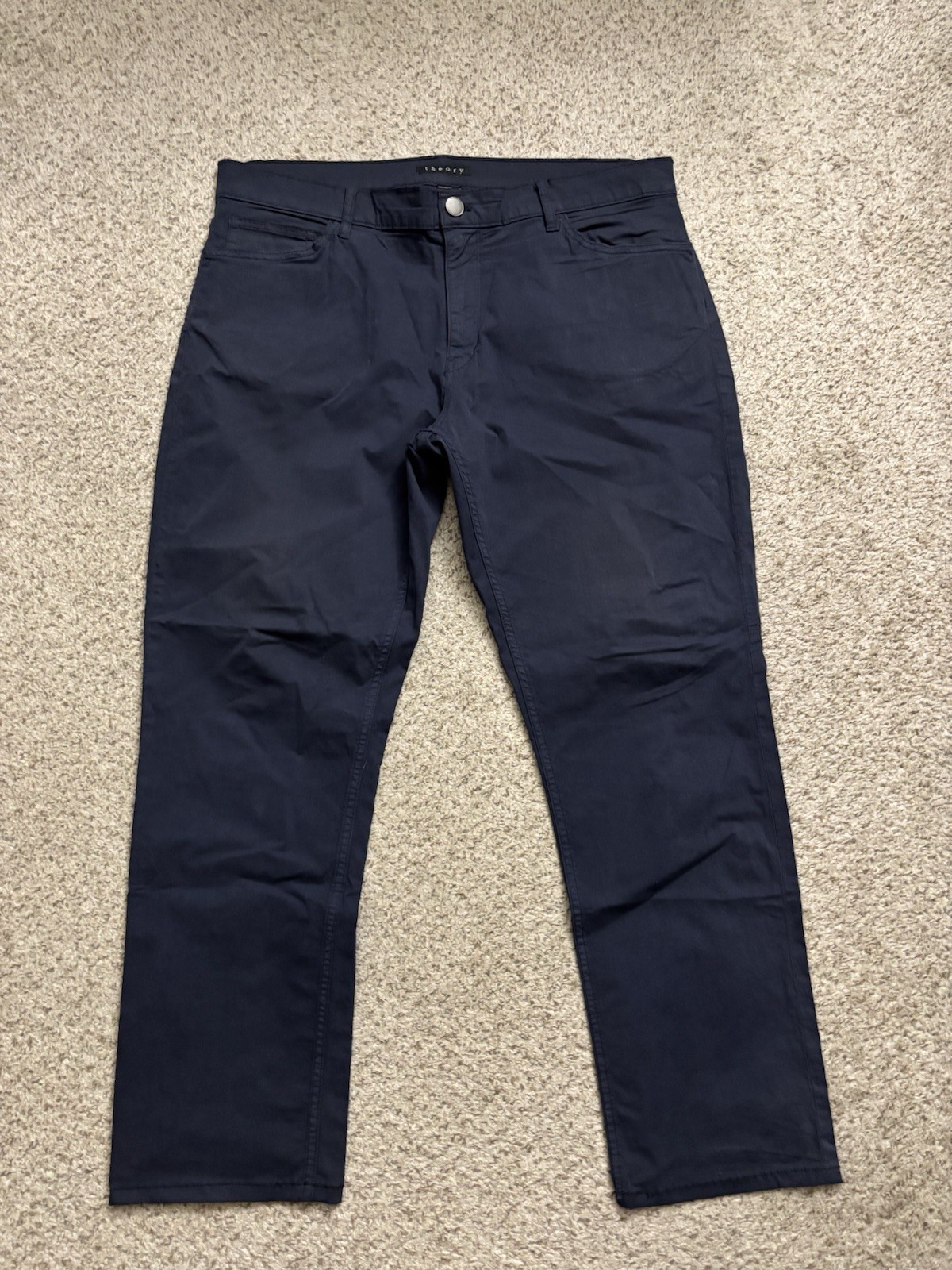 Theory Pants Mens Sz 36×29 Navy Blue Lightweight 5-pocket Summer Pants Straight