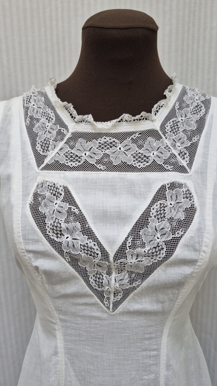 Antique 1900’s White Cotton & Lace Princess Petticoat Slip Dress – Size XXS