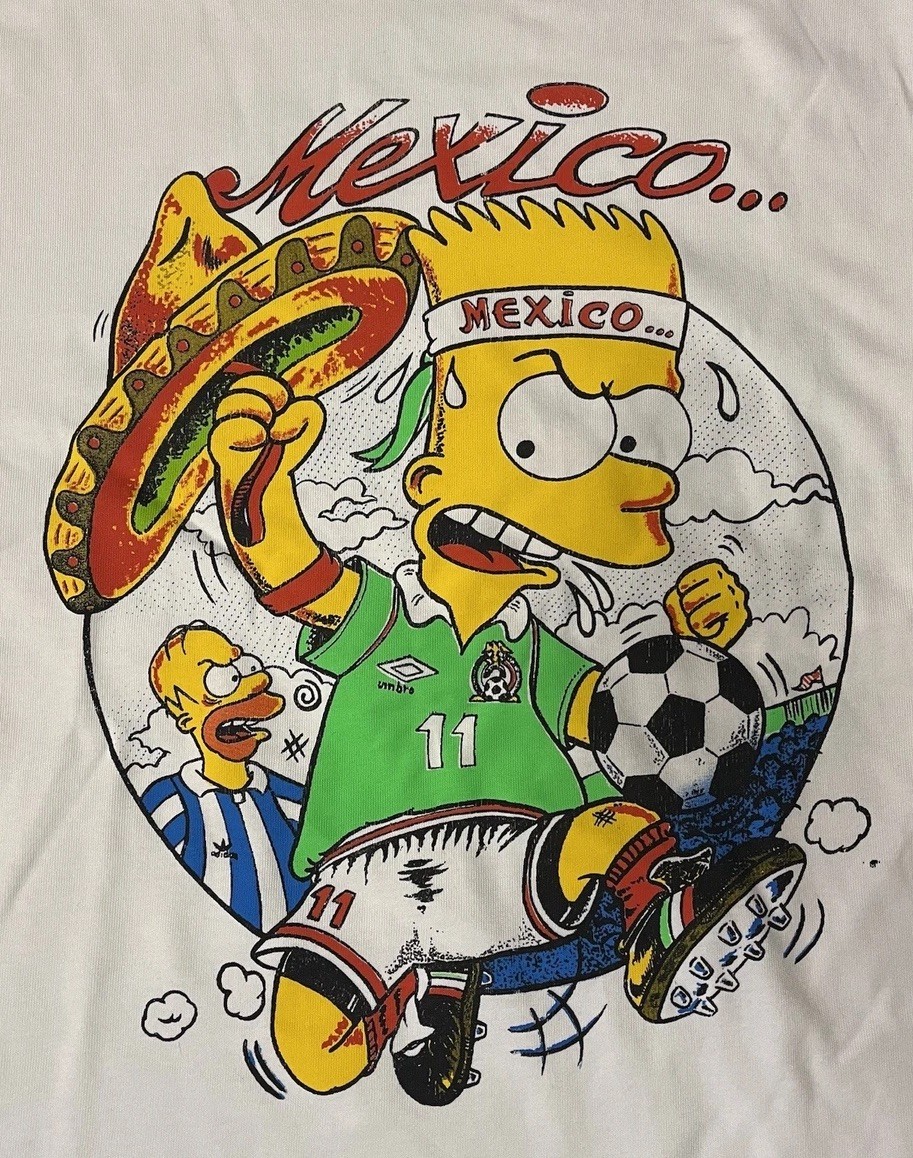 Bart Simpson Shirt Mexico Soccer World Cup 90s Vintage Bootleg Style Simpsons