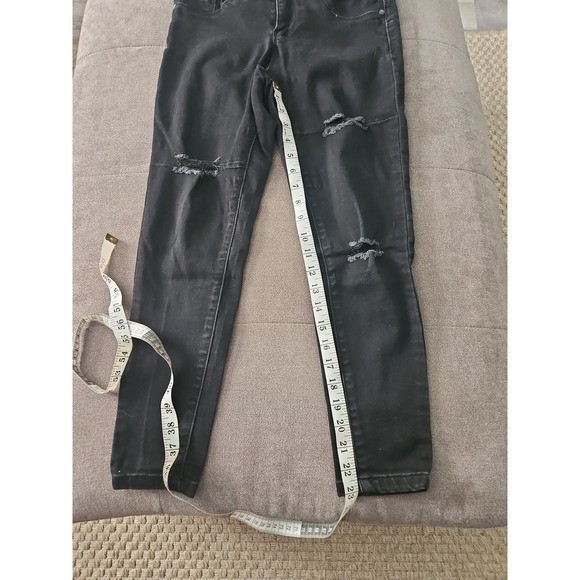 Blue Savvy High Waist Black Skinny Jeans 7/28 Distressed Butt Lift Seams
