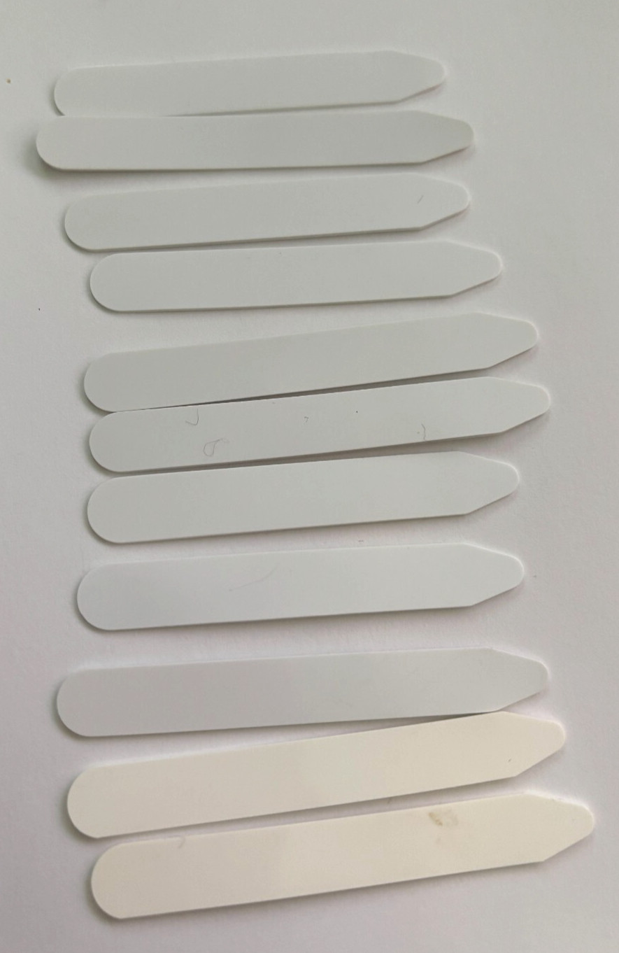 Vtg Men’s Plain White Shirt COLLAR STAYS Set of 11 Acrylic Plastic